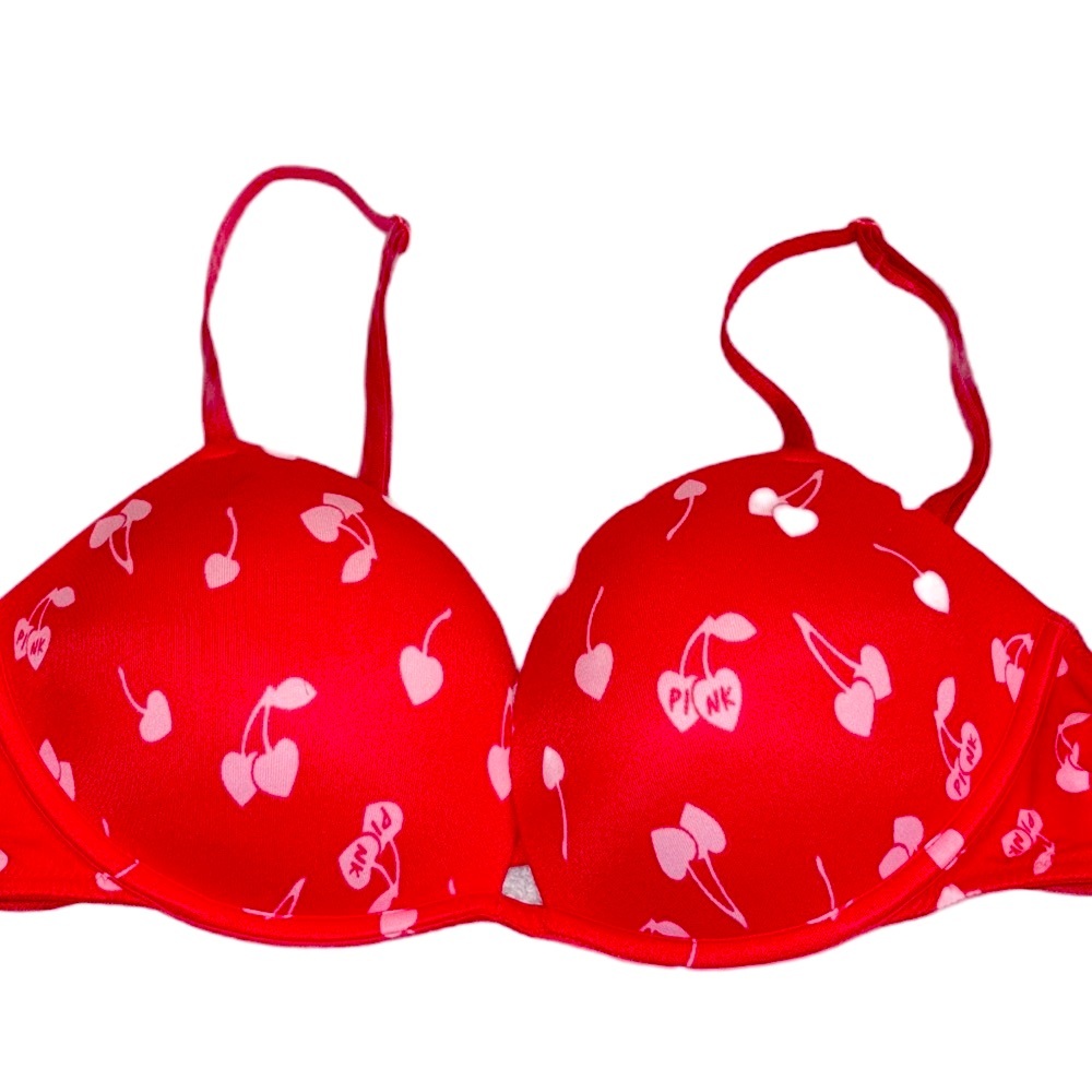 Victorias Secret PINK Everywhere Push-Up Bra In Cherry Print